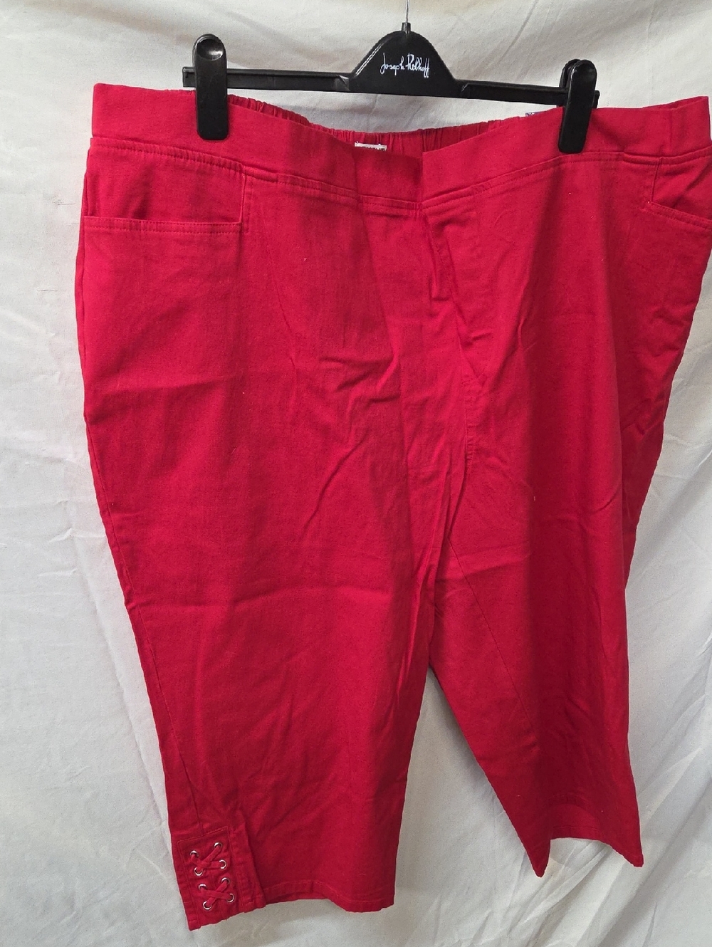 Catherines Red Capris with Eyelet Hem Detail 4X